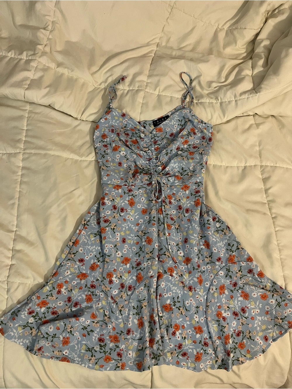 Trixxi Light Blue Floral Spaghetti Strap Dress